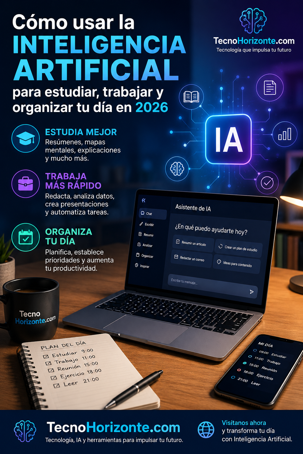 Cómo usar la Inteligencia Artificial para estudiar, trabajar y organizar tu día en 2026